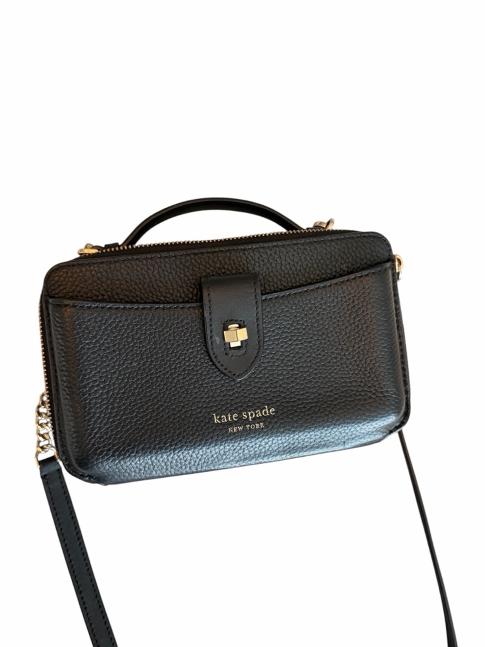 Kate Spade Hudson black pebble leather double zip crossbody - Picture 6 of 12